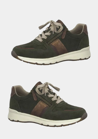 Tenisky sneakers s tkaničkami, vysoce pohodlné khaki 36