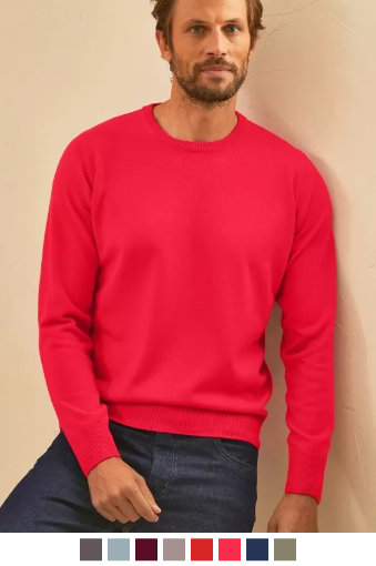 Jednobarevný pulovr s kulatým výstřihem korálová 77/86 (S)