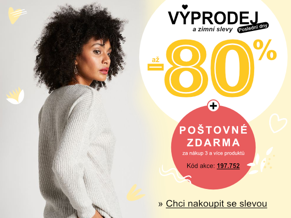 Až -80 % a k tomu poštovné zdarma od 3 produktů v košíku platí jen tento týden.