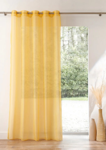Jednobarevný voálový závěs s transparentními očky