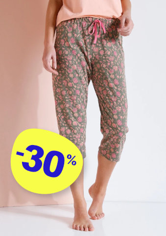 Pyžamové 3/4 kalhoty s potiskem květin