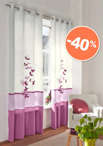 Voálová záclona s potiskem Orchidea, zakončení očky