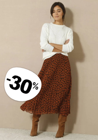 Plisovaná midi sukně s leopardím potiskem