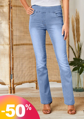 Strečové bootcut džegíny pro vyšší postavu