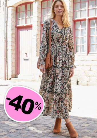 Dlouhé volánové šaty s potiskem