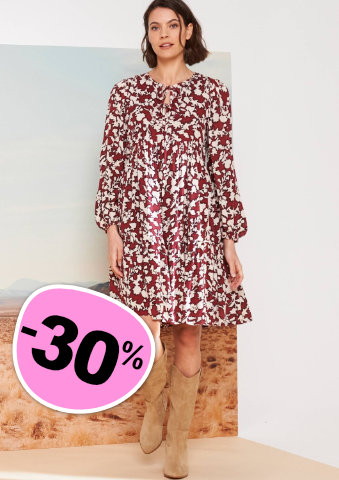 Krátké šaty s výstřihem na zavázání a potiskem