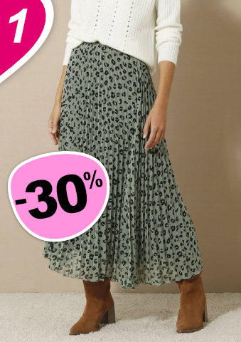 Plisovaná midi sukně s leopardím potiskem
