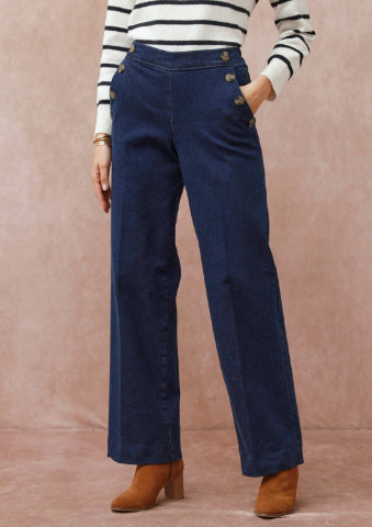 Široké džíny s ozdobnými knoflíky