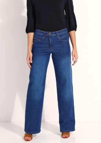 Široké denimové kalhoty s 5 kapsami