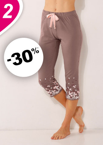 3/4 pyžamové kalhoty, s potiskem na koncích nohavic