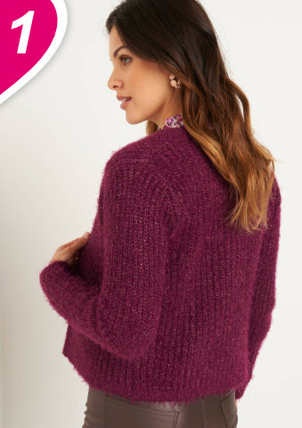 Svetr z úpletu s vlasem a metalickými vlákny