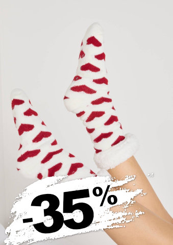 Ponožky s hřejivou podšívkou a motivem srdíček