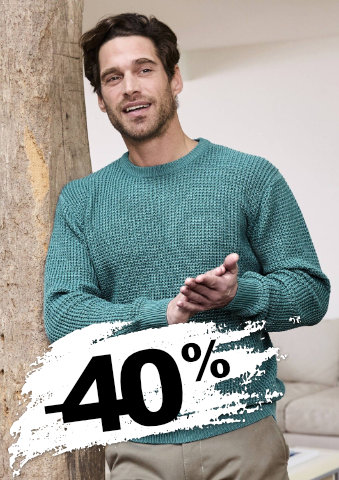 Pulovr s vaflovým vzorem a kulatým výstřihem