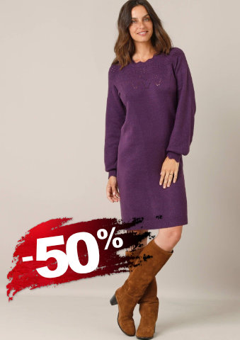 Úpletové šaty s ažurovým vzorem