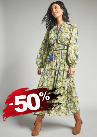 Dlouhé šaty se stojáčkem a potiskem květin