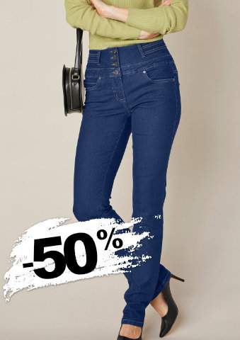 Rovné džíny s vysokým pasem, pro vyšší postavu