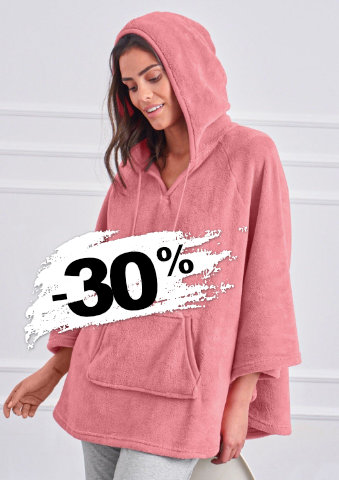 Fleecové pončo s kapucí, hebké na dotek