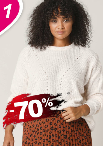 Pulovr s hladkým vzorem a ažurovými detaily