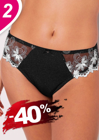 Klasické kalhotky Calenca zn. Confidence Lingerie®, ze saténu a vyšívaného tylu