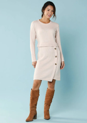 Úpletové šaty s pouzdrovým efektem, pro menší postavu