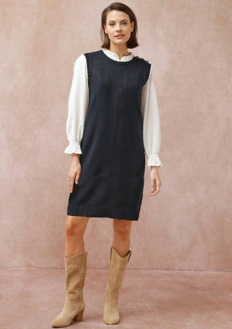 Úpletové šaty bez rukávů, s příměsí vlny