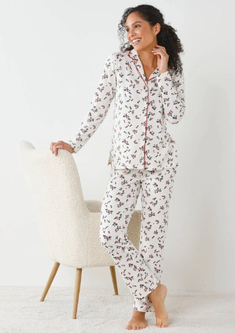 Pyžamo s kabátkem na knoflíky a potiskem cesmíny