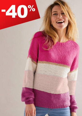 Pruhovaný pulovr s kulatým výstřihem