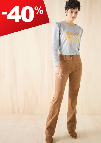 Bootcut kalhoty s našitými kapsami