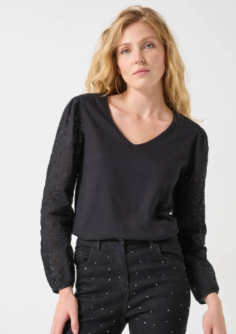 Tričko dlouhými krajkovými rukávy