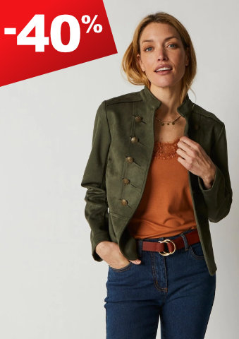 Bunda ve vojenském stylu z imitace semiše