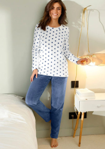 Fleecové pyžamo s potiskem puntíků