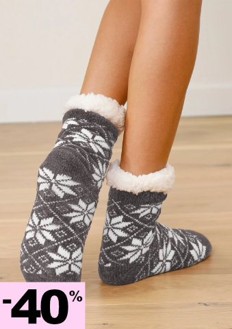 Žinylkové ponožky s hebkou podšívkou a protiskluzovou podrážkou