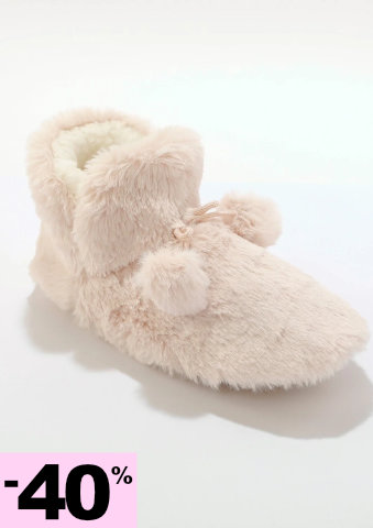 Vysoké bačkory z kožešinové imitace