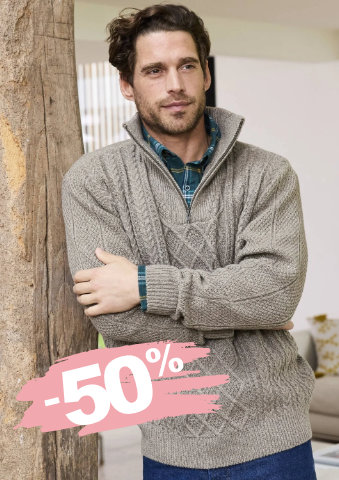 Pulovr s irským vzorem a stojáčkem na zip