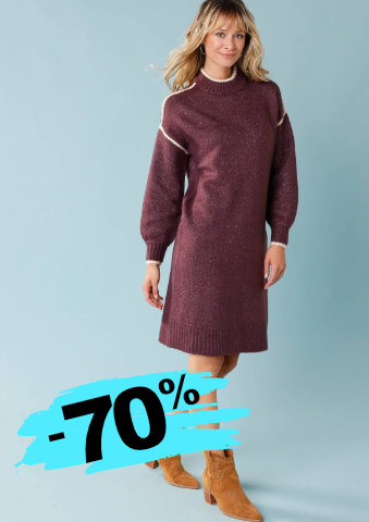 Pulovrové šaty s kontrastními proužky, pro malou postavu