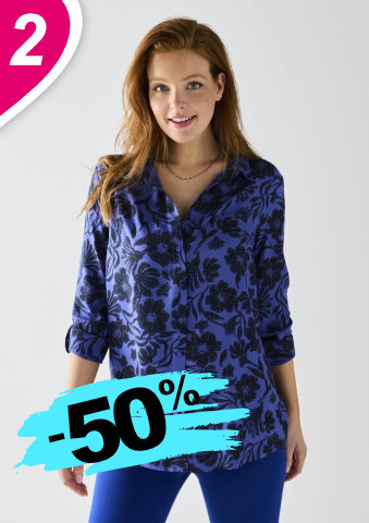 Dlouhá košile s dvoubarevným květinovým potiskem