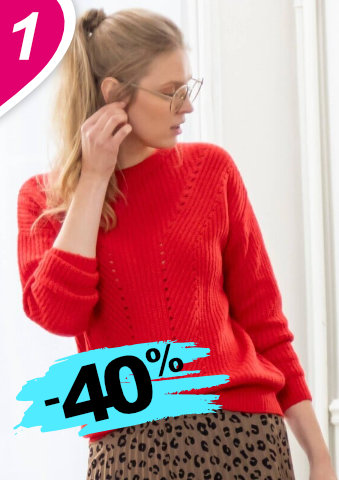 Pulovr s hladkým vzorem a ažurovými detaily