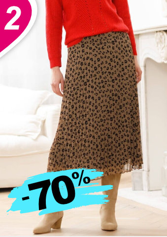 Plisovaná midi sukně s leopardím potiskem