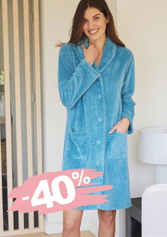 Fleecový župan na knoflíky, se šálovým límcem a texturou