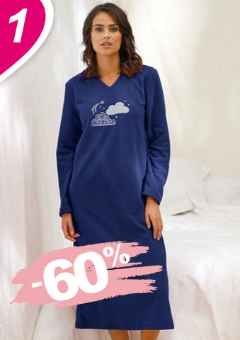 Noční košile z mikrofleecu s výšivkou obláčků