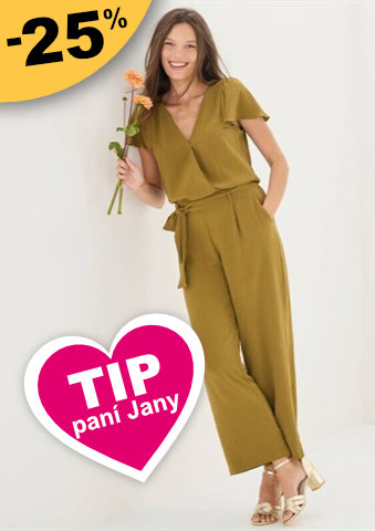 Overal s překříženým výstřihem a páskem