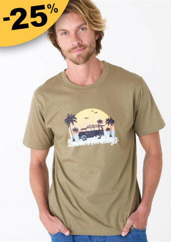 Tričko s potiskem palem a krátkými rukávy