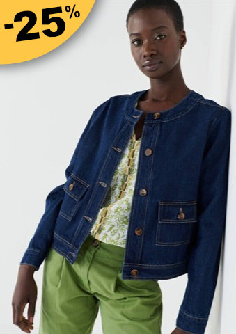 Džínová krátká bunda na knoflíky