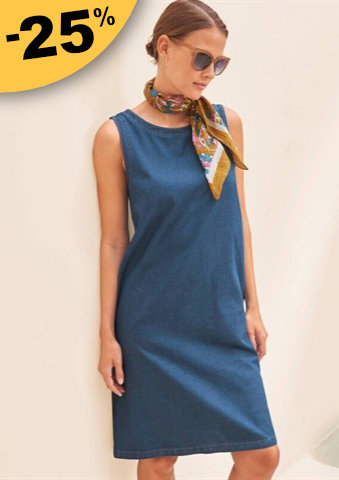 Krátké džínové šaty bez rukávů