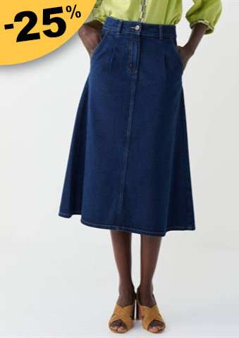 Rozšířená džínová midi sukně se sklady