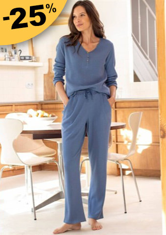 Pyžamo s dlouhými rukávy a vaflovým vzorem