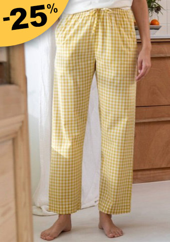 Pyžamové široké kostkované kalhoty