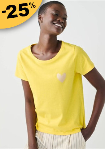 Jednobarevné tričko s potiskem zlatého srdíčka