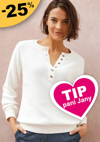 Jednobarevný pulovr s výstřihem na knoflíčky