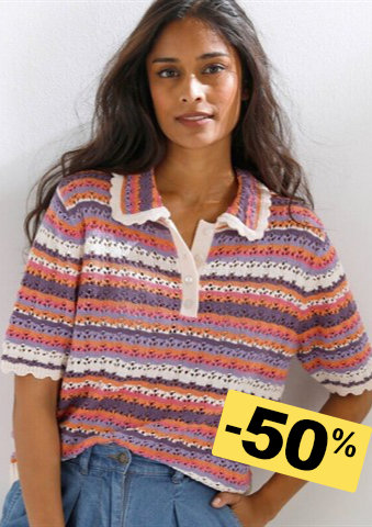 Ažurová proužkovaná halenka s límečkem